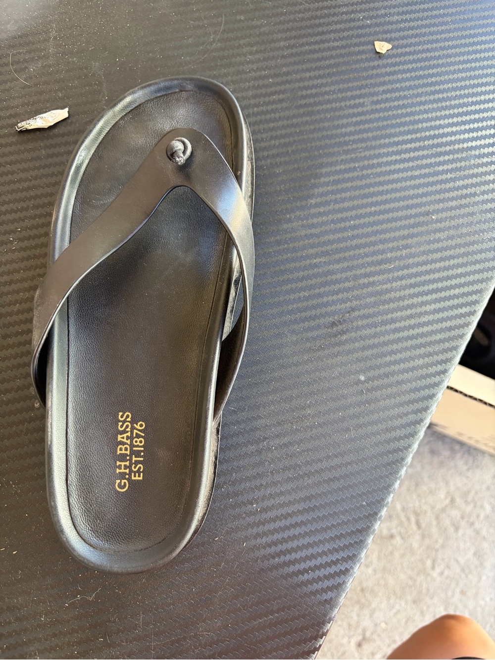 G.H. Bass Women’s Black Leather Flip-Flop Sandals